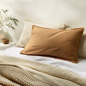 Casaluna Heavyweight Linen Blend Warm Brown 20" x 36" King Size Pillow Sham